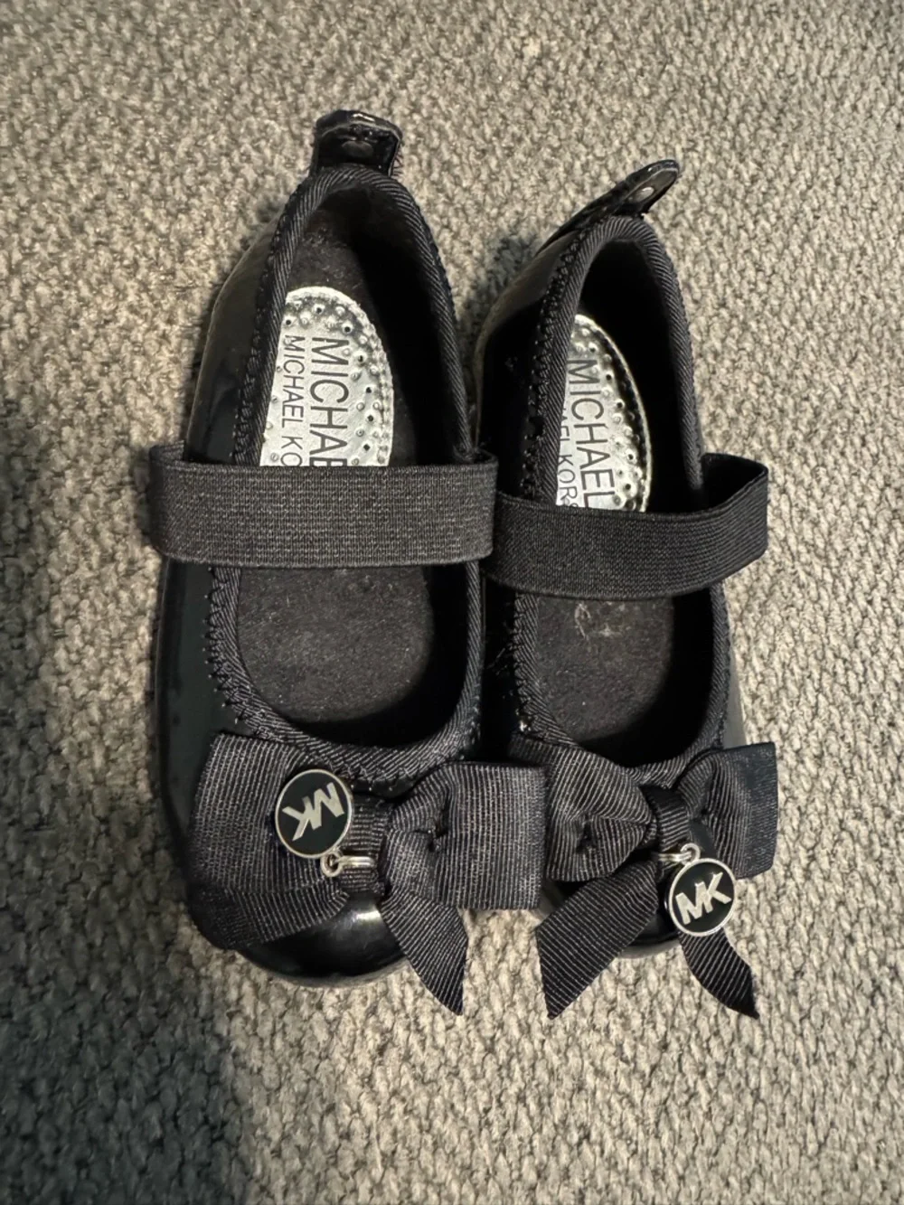 Michael Kors Black Girls' Mary‎ Jane Bow Shoes with MK Charm